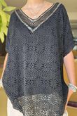 Made in Italy Love Shack Boho Shimmer Top Black